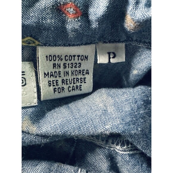 Vintage Chaus Sports Petites Chambray Printed Button Up Top Top Size Small / P - Picture 4 of 4